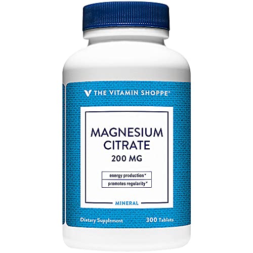Magnesium Citrate 200mg Tablets, Magnesium Supplement as Citrate for Muscle Relaxation – Supports Nerve, Heart and Muscle Function – Boosts Energy Production (300 Tablets) by The Vitamin Shoppe