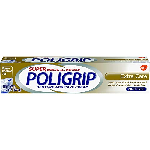 Super Poligrip Denture Adhesive Cream Extra Care - 2.2 oz, Pack of 4