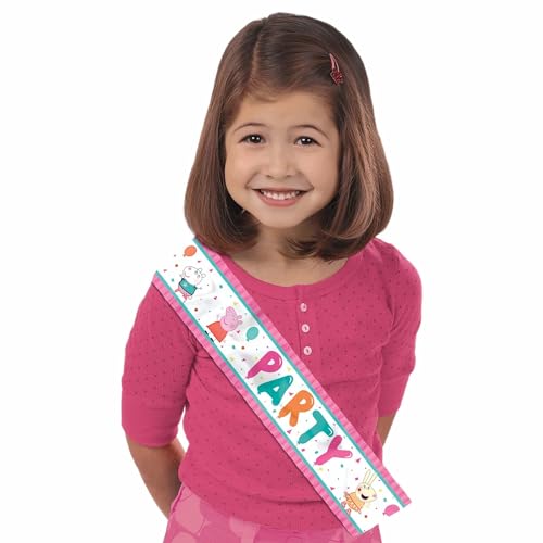 Peppa Pig Confetti Party Multicolor Fabric Sash - 22" (1 Count) - Perfect For Kids' Birthdays & Themed Celebrations