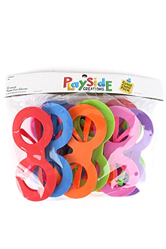 Playside Creations VBS and Camp Crafts, Foam Fun Glasses, Assorted Colors, 5. 5 x 3 Inches, 12 Count