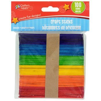 Crafter's Square Assorted Colors Wooden Craft Sticks, 100 count