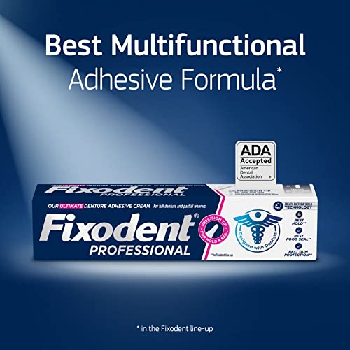 Fixodent Professional Ultimate Denture Adhesive Cream for Full and Partial Dentures, 1.8 oz, 4 Pack