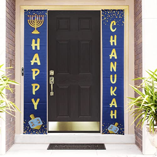 Rite Lite Happy Chanukah Door Banner- Hanukkah Party Decorations Garland Banner Jewish Holiday Celebration Centerpiece Home Decor Gifts Perfect for Entertaining Indoors & Outdoors 6 Foot Height!