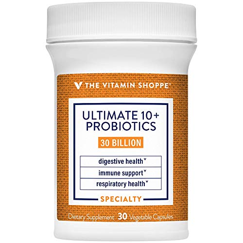The Vitamin Shoppe Ultimate 10+ Probiotics, 30 Billion CFUs for Digestive Health, Immune Support and Respiratory Health (30 Vegetable Capsules)