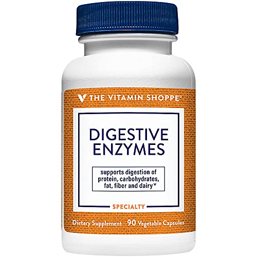 The Vitamin Shoppe Digestive Enzymes - Plant-Based Digestive Formula, Promotes Digestion to Help Release Nutrients, Nutrient Digestion & Absorption (90 Veggie Capsules)