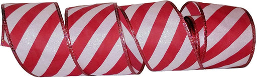 50 Yards x 2.5” Wide Candy Cane Glitter Stripe Striped Premium Designer Christmas Ribbon for Holiday Bows, Decorations, Gift Wrap, Garlands, Wreaths, Trees and Crafts