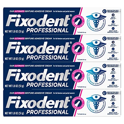 Fixodent Professional Ultimate Denture Adhesive Cream for Full and Partial Dentures, 1.8 oz, 4 Pack
