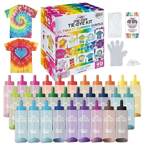 Tulip One-Step Tie Dye Ultimate Summer Bundle, Classroom Pack, Tie Dye Party Supplies, Durable Results - Includes 30 Bottles, Comes with Easy Techniques for Kids and Adults