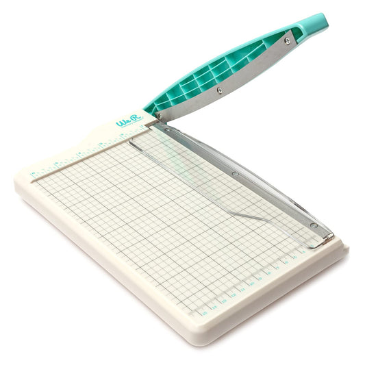 We R Memory Keepers, Mini Guillotine Cutter, White, 6" x 8.5", Stack Paper Cutter and Trimmer, Scrapbooking, and Crafting Tool with Built in Ruler, Cut Cardstock, Paper, and More