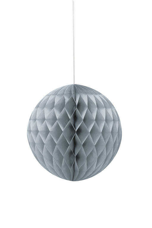 Solid Silver Hanging Paper Honeycomb Ball - 8'', 1 Count - Perfect for Parties & Home Decor