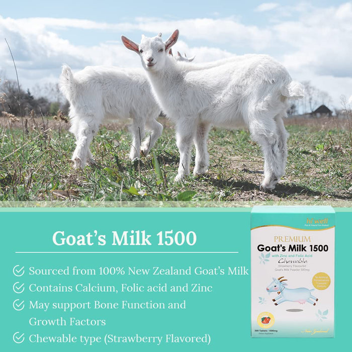 (Pack of 2) Hi Well Premium Goat's Milk 1500 300Tablets Strawberry