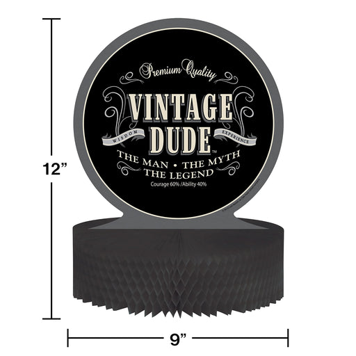 Creative Converting Vintage Dude Birthday Centerpiece with Honeycomb Base , 9" in * 11.75" in