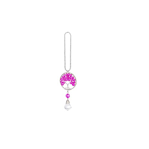 Ganz Birthday Tree of Life Charm - October, Iron and Acrylic, 1.50 Inch Width, 3.75 Inches Length, Pink