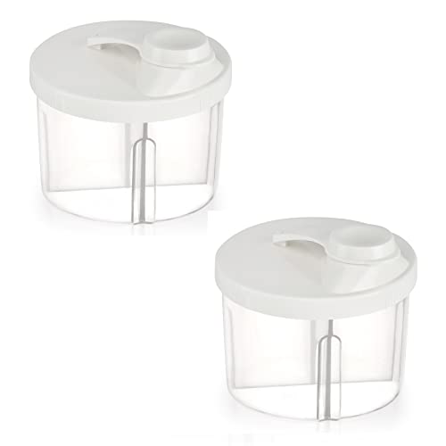 Accmor Baby Milk Powder Formula Dispenser, Non-Spill Rotating Four-Compartment Formula Dispenser and Snack Storage Container for Infant Toddler Children Travel Outdoor,2 Pack,White
