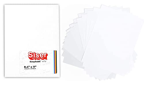 Siser EasySubli HTV 8.4" x 11" Sheets with EasySubli Mask - Sublimation Heat Transfer Vinyl for T-Shirts (15 Sheets)
