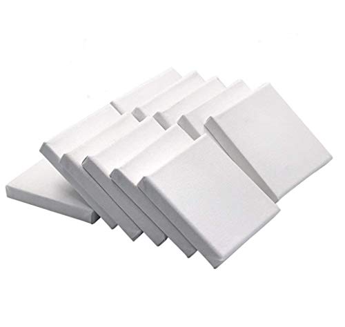10 Pack Mini Canvas Panels 4" x 4", 100% Cotton White Blank Mini Small Stretched Canvas Boards for Painting Craft Drawing Small Acrylics Canvas Art Board Acrylic Oil Paint DIY Kids Children Adults