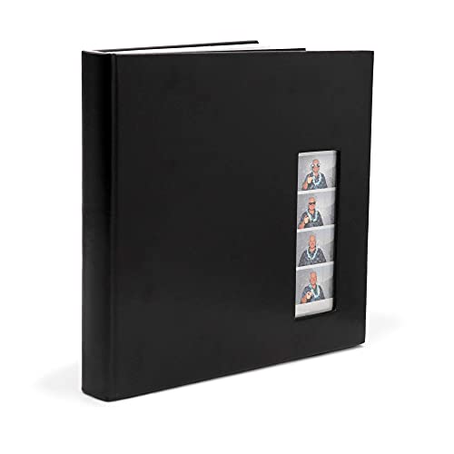 Photo Booth Frames - Black Cover Photo Booth Memory Album DIY Picture Scrapbook with 2x6 Inch Photo Strip Inserts - 40 White Pages