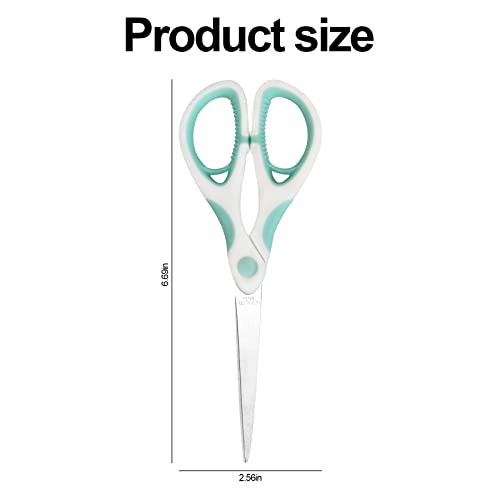 Multipurpose Stainless Steel Scissors 6.7" Green Sharp Shears Comfort-Grip Scissors for Fabric Craft Office Supplies (Green)