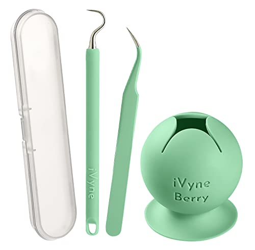 iVyne Berry and Silicone Weeding Tools for Vinyl, Suction Vinyl Weeding Scrap Collector Holder, Craft Tweezer, Weeder, Vinyl Weeding Tool Kit for Cricut, Silhouette Accessories Scrap Storage - Green