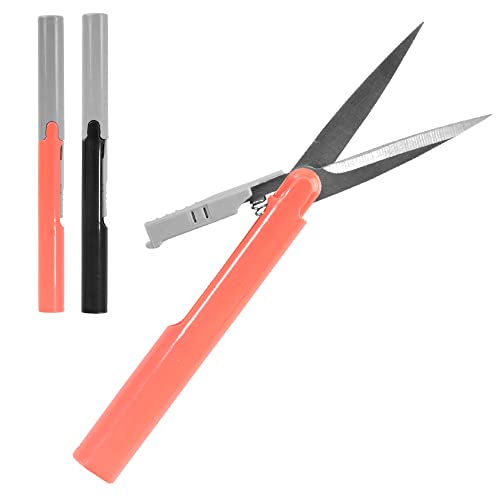 BambooMN Penblade Portable Pen-Style Pocket Seam Ripper Travel Scissors - Charcoal & Living Coral - 1 Pair Each
