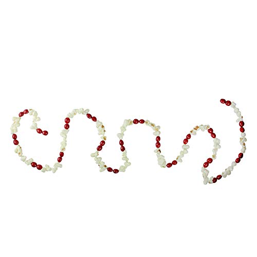 Napco 6.5' Artificial Popcorn and Red Cranberry Christmas Garland - Unlit