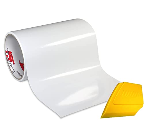 Oracal 751 Premium Long-Term Indoor & Outdoor Craft Vinyl 12in x 6ft Roll for Cutters and Plotters Including Hard Yellow Detailer Squeegee (Gloss White)