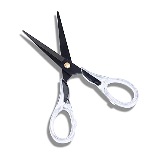 Acrylic Black Scissors,Stainless Steel,Sharp Multifunctional Black scissors for school.6.3 in(Silver B)