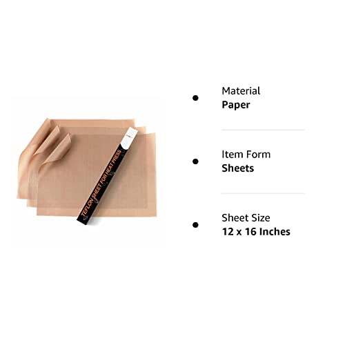 HTVRONT Teflon Sheets for Heat Press - 3 Pack Non Stick PTFE Teflon Sheet Reusable 12 x 16" Teflon Paper Heat Resistant Teflon Mat(Brown)