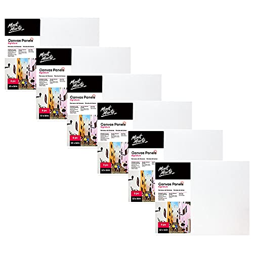 Mont Marte Canvas Panel (Pack of 6), 12 X 16 inches, Great Canvas Boards for Students to Professional Artists