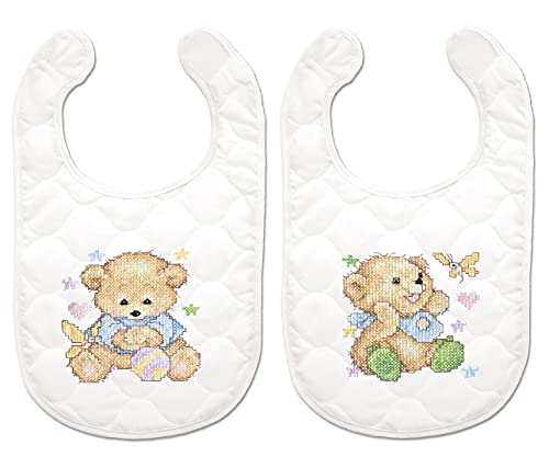 Tobin Bears Stamped for Cross Stitch Baby Bibs Kit 14" x 9"