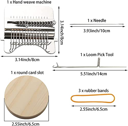 14/28 Needles Portable Darning Machine Loom-speedwave Type Weave Tool DIY Small Wooden Knitting Tool Cloth Repair Accessory for Mending Clothes Jeans (14Hooks)