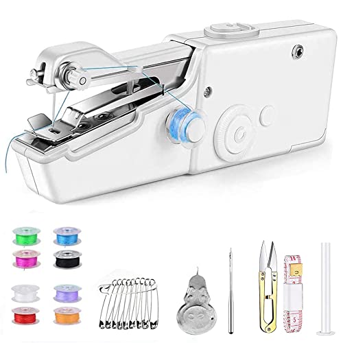 Handheld Sewing Machine Mini Professional Handheld Sewing Machine Sewing Tool Portable Easy to Operate for Beginners (Batteries not Included)