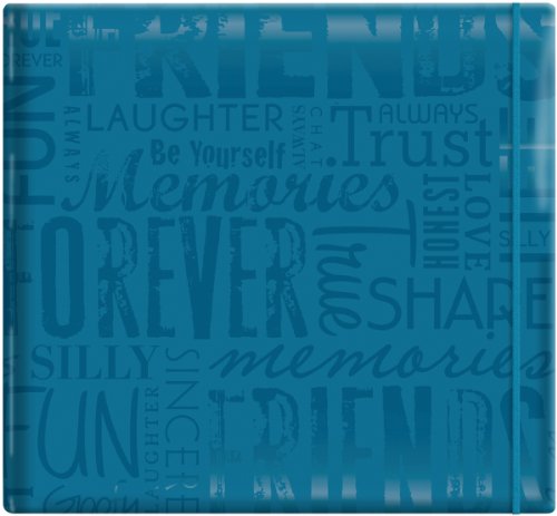 MCS MBI 13.5x12.5 Inch Embossed Gloss Expressions Scrapbook Album with 12x12 Inch Pages, Teal, Embossed "Friends" (848118)