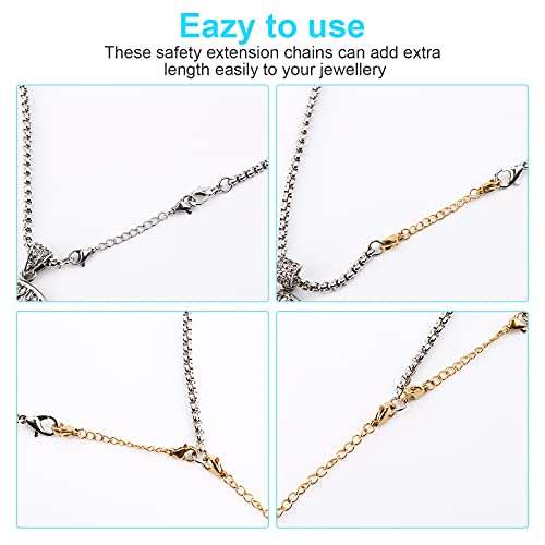 Necklace Extender, 10 PCS Chain Extenders for Necklaces, Premium Stainless Steel Jewelry Bracelet Anklet Necklace Extenders (5 Gold, 5 Silver), Length: 2" 3" 4" 5" 6", by UUBAAR