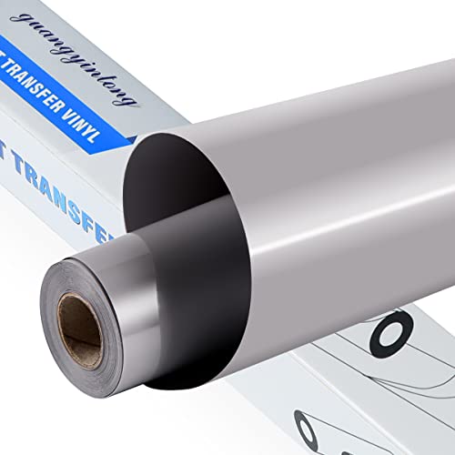 guangyintong HTV Heat Transfer Vinyl Rolls 12" x 40ft - Iron on Vinyl Easy to Cut &Weed, Glossy Surface (Grey k12)
