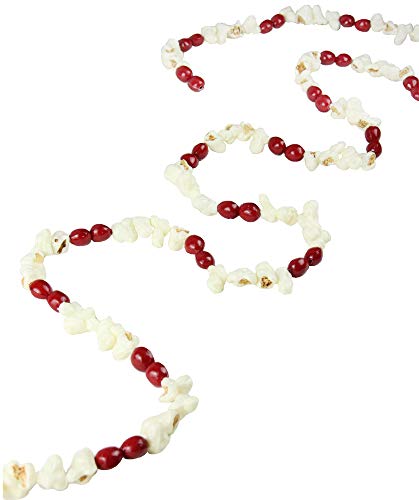 Napco 6.5' Artificial Popcorn and Red Cranberry Christmas Garland - Unlit