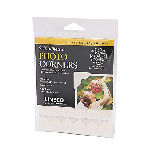 Lineco, Self Adhesive Photo Corners, Archival Quality Acid-Free, 0.5 Inch, Color Ivory (Pack of 252, Set of 1)