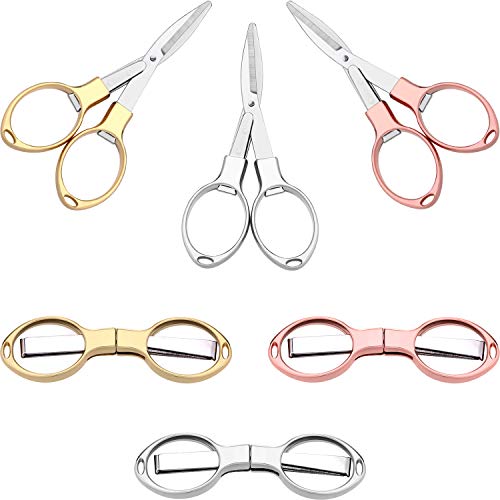 Stainless Steel Scissors Anti Rust Folding Scissors Glasses Shaped Mini Shear for Home and Travel Use (6)