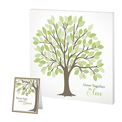 Lillian Rose Green Wedding Guest Book Alternative Signing Tree Leaves, 13"