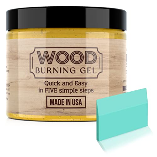 Wood Burning Gel and Mini Squeegee - Made in USA - 4 OZ Wood Burning Paste for Crafting, Drawing and DIY Arts and Crafts - Mini Squeegee Included - Creates Beautiful Art in Minutes