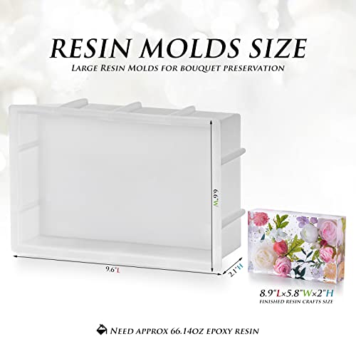 ISSEVE Large Resin Molds, Rectangle Silicone Molds for Resin Casting, Epoxy Resin Molds for Flower Preservation, DIY Personalized Resin Crafts with Bouquet, Wedding Valentine Gift