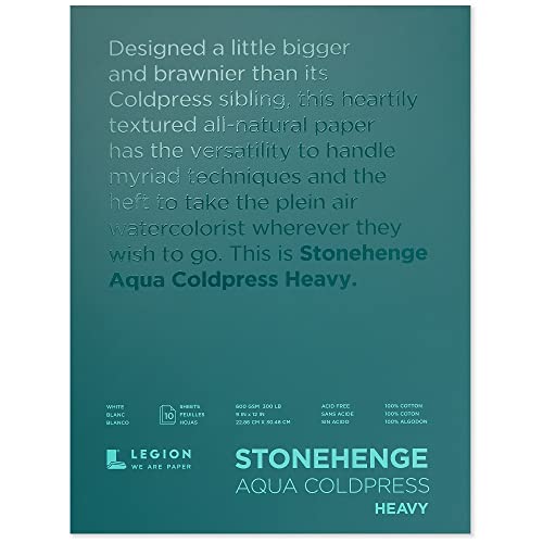 Stonehenge Aqua Heavy Watercolor Block, 300lb, Cold Press, 9 x 12 Inches, White, 10 Sheets