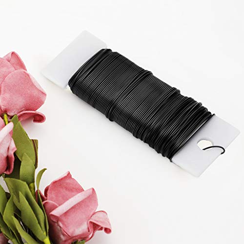 Floral Wire 38 Yards 114 Ft Florist Paddle Wire 22 Gauge Flexible Paddle Wire for DIY Crafting Wreath, Floral Arrangement, Bouquet Stem Wrapping, Christmas Wreaths Tree, Wedding Bouquets (Black)