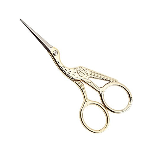 BIHRTC 4.5" Stainless Steel Sharp Tip Classic Stork Scissors Crane Design Sewing Scissors DIY Tools Dressmaker Shears Scissors for Embroidery, Craft, Needle Work, Art Work & Everyday Use (Gold)