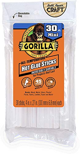 Gorilla Dual Temp Mini Hot Glue Gun Kit with 30 Hot Glue Sticks, 1 Pack - Glue Gun + 30 Sticks