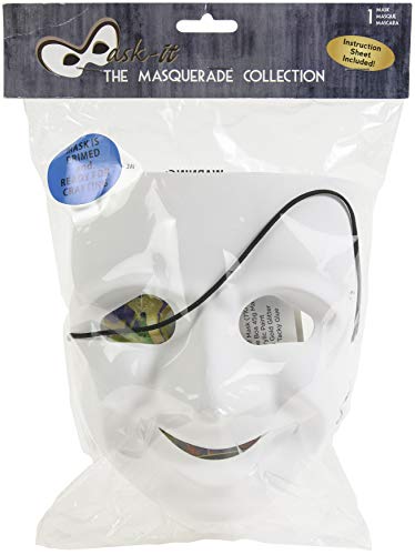 MaskIT 1 Piece Comedy Mask with Instruction Sheet, 7.75", White