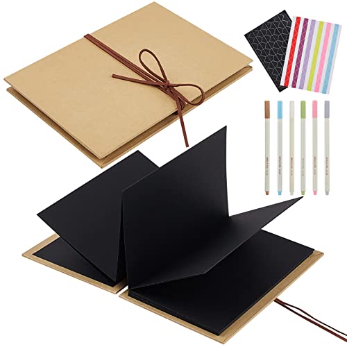 Scrapbook Albums 6x8 Inches Hardcover Photo Albums with DIY Accessories Set, Stretchable Folding Adventure Book, Kraft Paper Photos Collection Memory Book for Wedding Anniversary Valentines Day