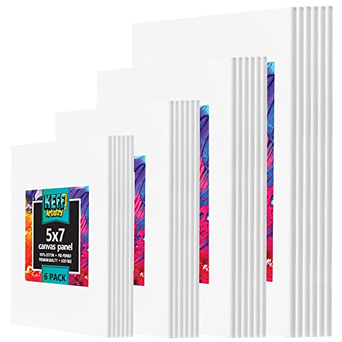 KEFF Canvases for Painting - 24 Pack Blank Canvas Panels Set Boards for Acrylic, Oil, Tempera & Watercolor Paint - 100% Cotton Art Painting Supplies for Adults & Kids