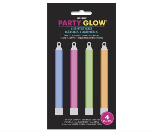 Vibrant Glow Light Sticks, 4" (4-Pack) - Luminous Assorted-Color & Long-Lasting Accessory, Perfect for Parties & Events
