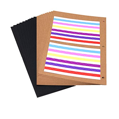 ThxMadam Scrapbooking Paper 26x17.5CM,10 Sheets Black Paper + 10 Sheets Kraft Paper Extra Refill Page for Scrapbook Photo Album Memory Book Notebook 10.82" x 8.07" (27.5 x 20.5CM) for Album Large